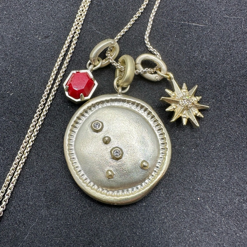 Kendra Scott Cancer horoscope July birthday stone brushed gold charm necklace